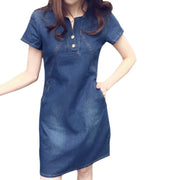 Knee Length Denim Jean Dress