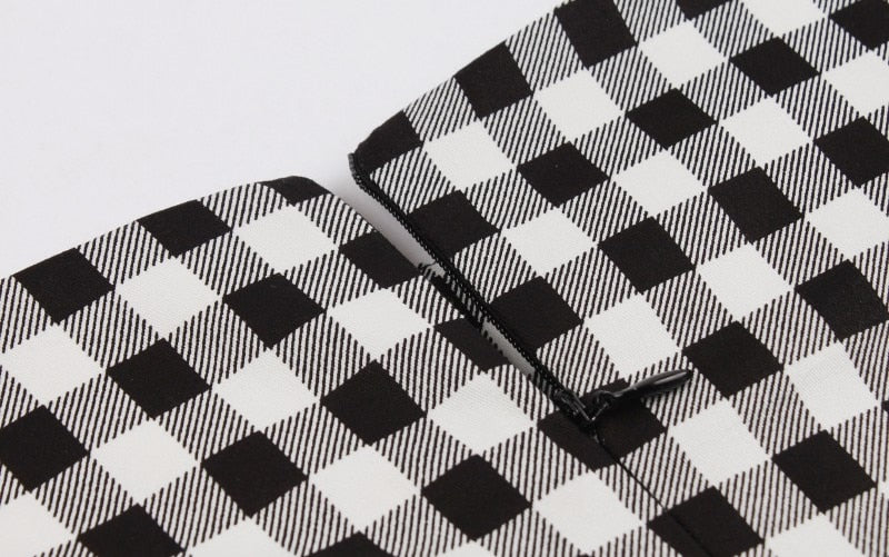 Black and White Plaid Rockabilly Dress