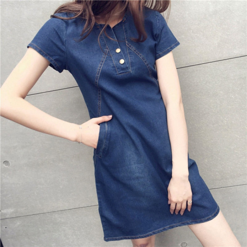 Knee Length Denim Jean Dress