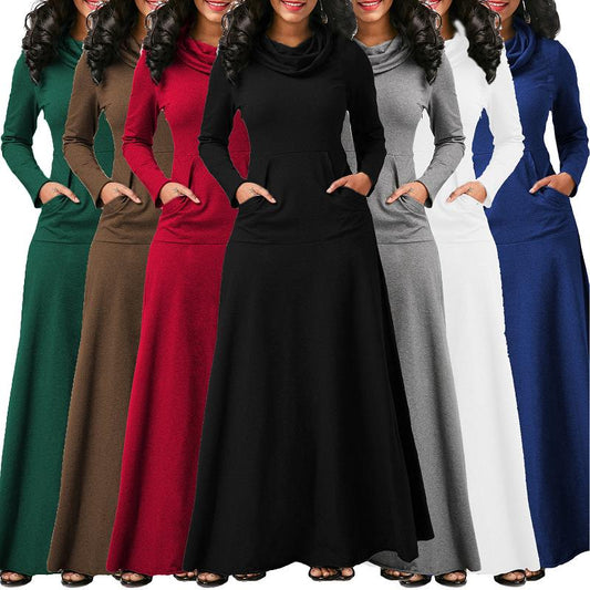 Bow Neck Long Vintage Maxi Dresses