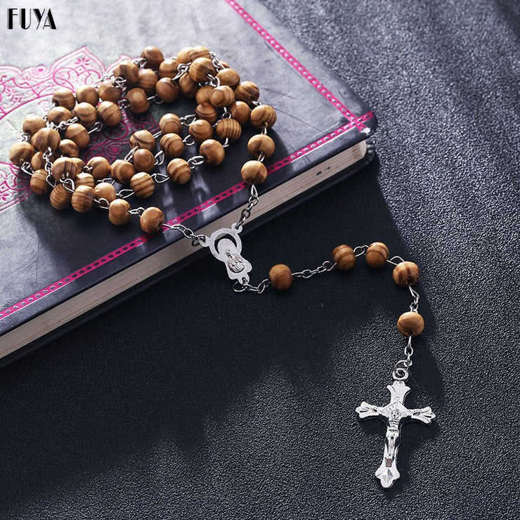 Rosary Wood Beads Necklaces