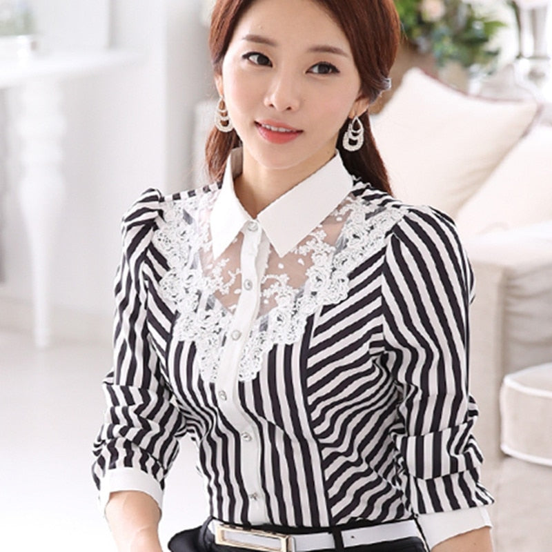 Lace Spliced Embroidery OL Blouses