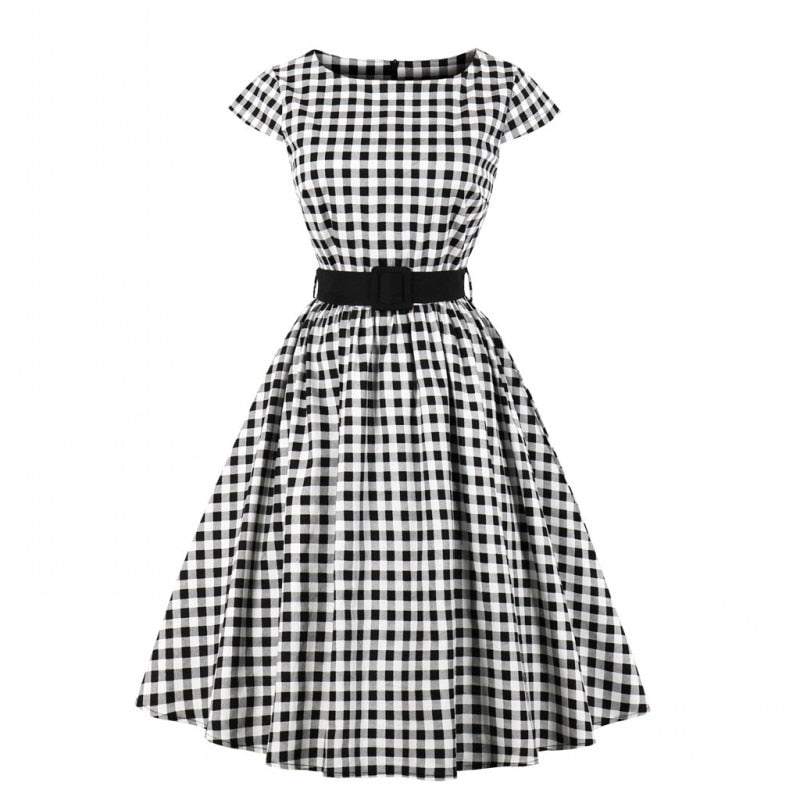 Black and White Plaid Rockabilly Dress