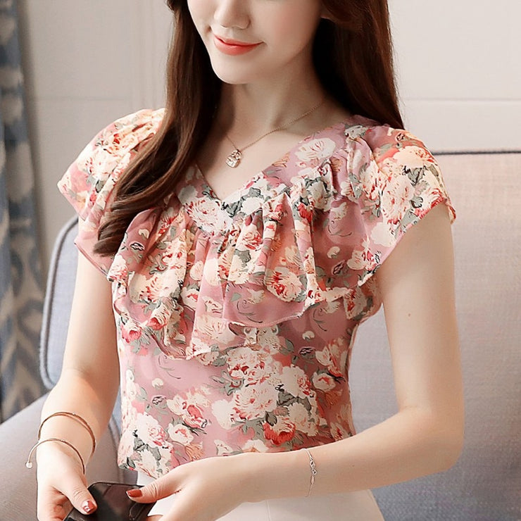 Floral Short Sleeve Blouse