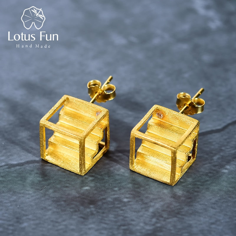 Lotus Handmade Stair Stud Earrings