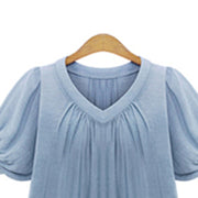 Short Sleeves Pleat Blouses