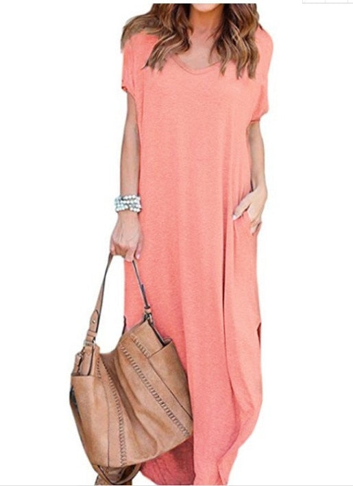 Short Sleeve Long Maxi Dresses