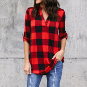 Long Sleeve Plaid Blouses