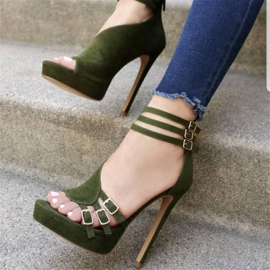 Flock Platform Super High Heels