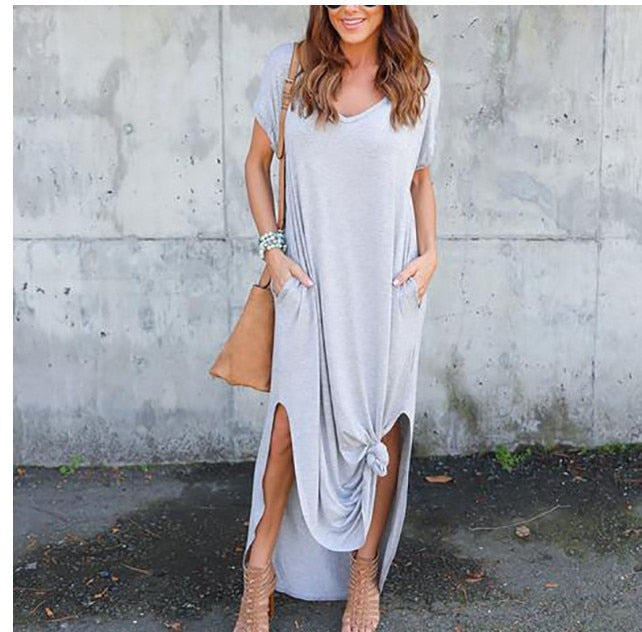 Short Sleeve Long Maxi Dresses