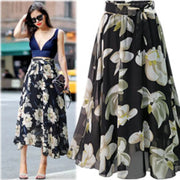 Bow Tie Print Floral Skirts