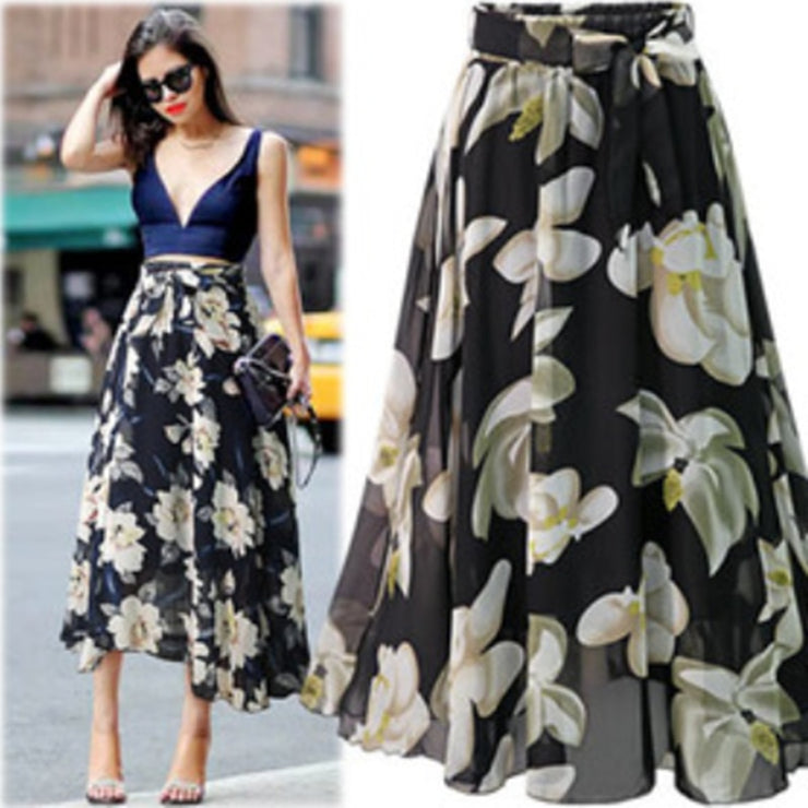 Bow Tie Print Floral Skirts