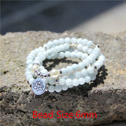 Natural Stone Lotus Charm Bracelet