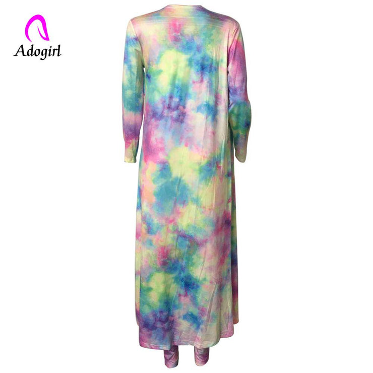 Tie Dye 2 Piece Set Tracksuit Long Sleeve Cardigan