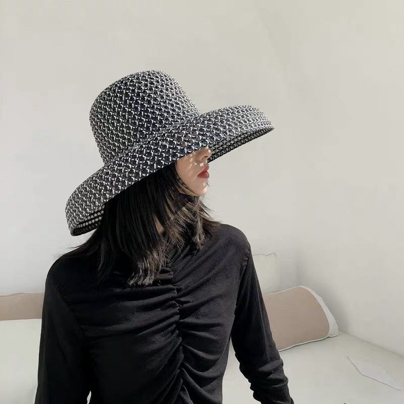 Round Ladies Big Straw Visor Sun Hats