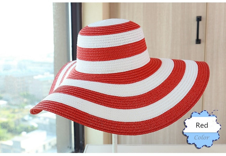 Girls Striped Straw Hats