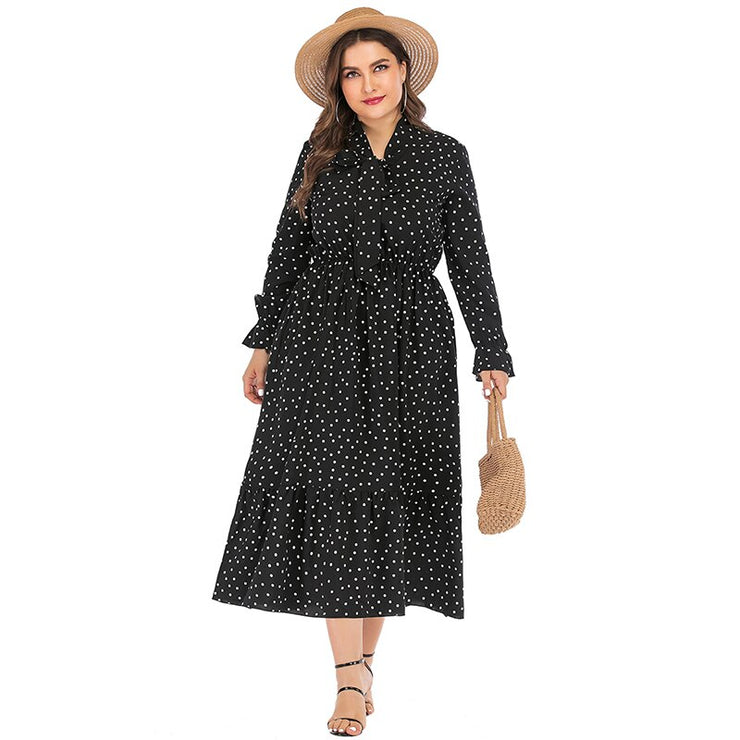 Polka Dot Long Sleeve Maxi Dress