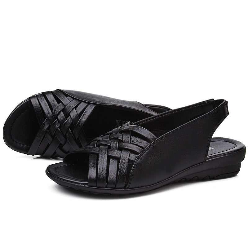 Genuine Leather Flat Sandals