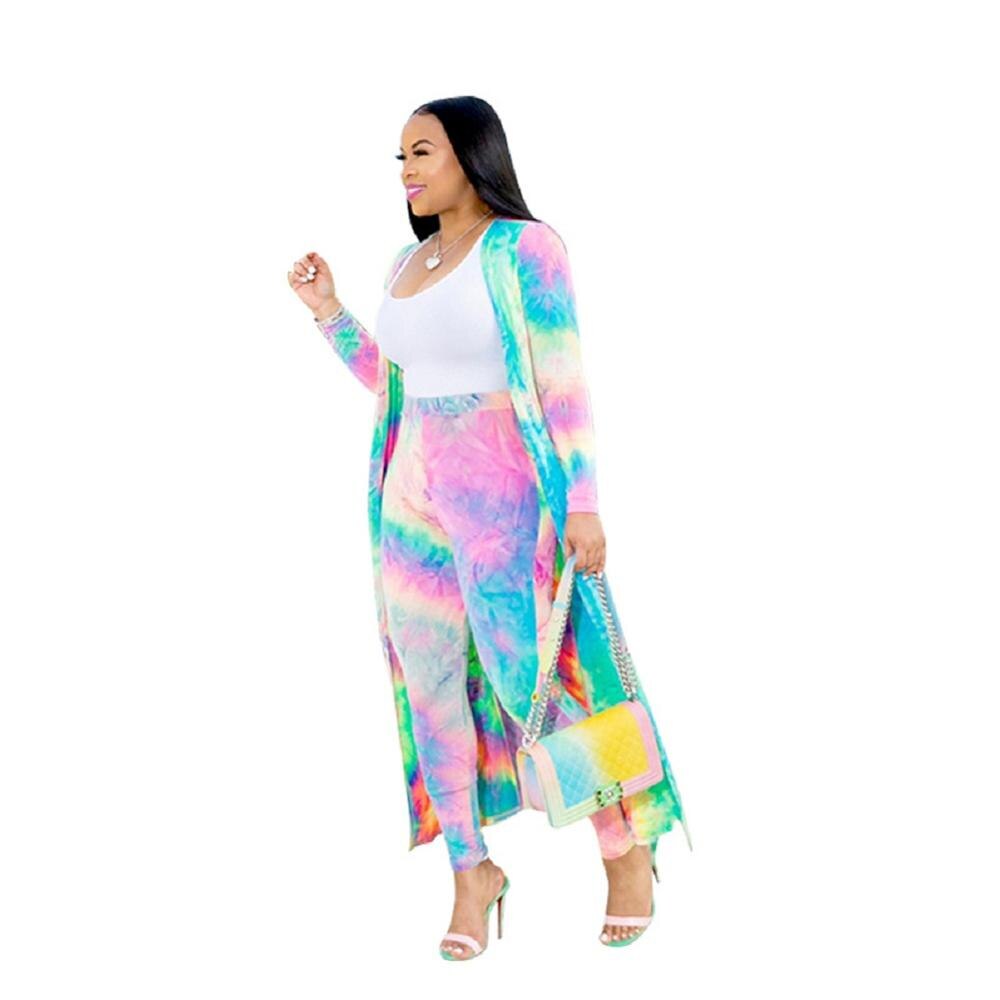 Tie Dye 2 Piece Set Tracksuit Long Sleeve Cardigan