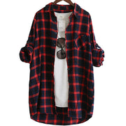 Loose Plaid Long Sleeve Boyfriend Shirts