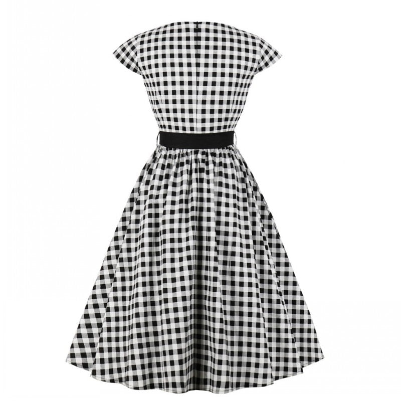 Black and White Plaid Rockabilly Dress