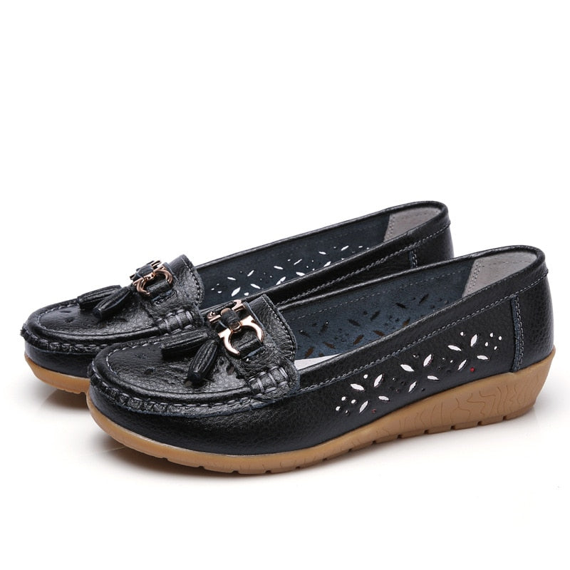 Genuine Leather Low Heel Loafers