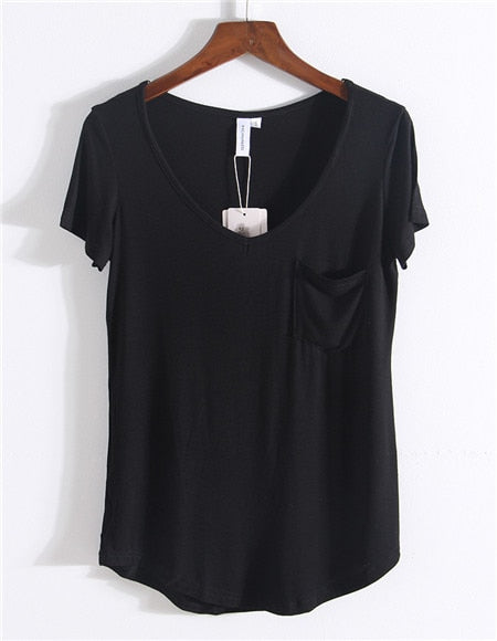 V Neck European Style T-Shirts