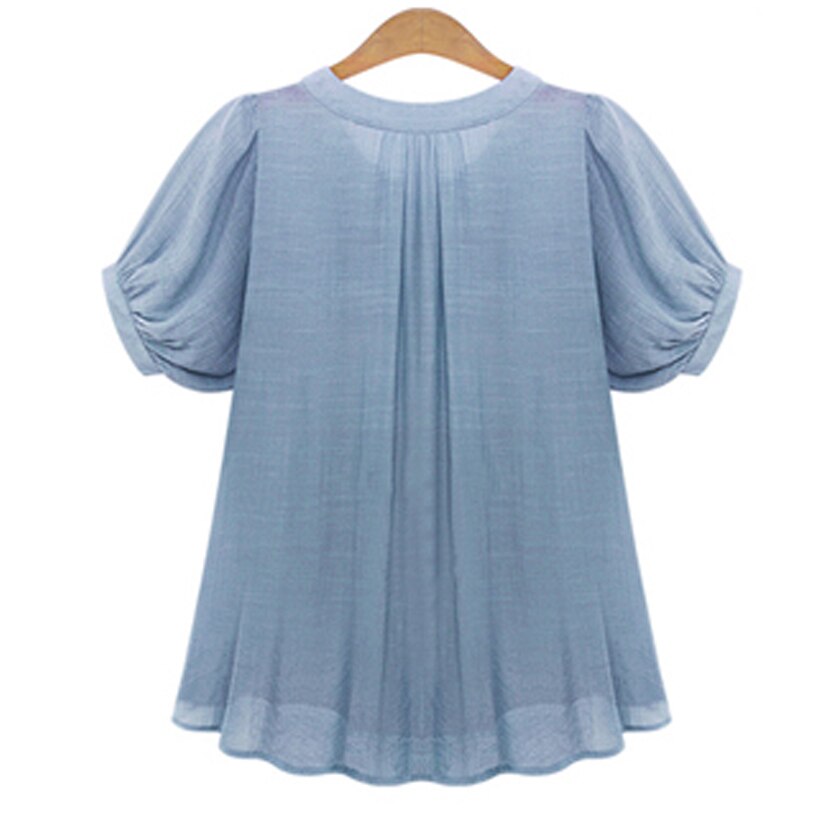 Short Sleeves Pleat Blouses