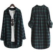 Loose Plaid Long Sleeve Boyfriend Shirts