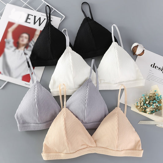 Triangle Cup Threaded Cotton Bras