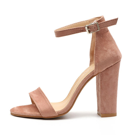 Open Toe High Square Heels