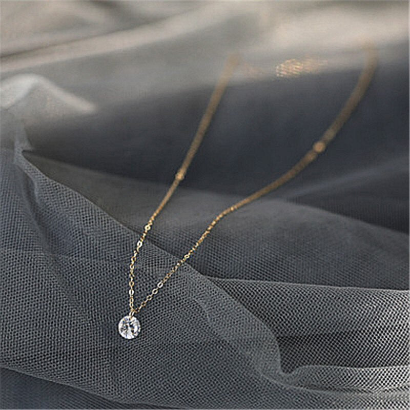 100% Sterling Silver and Gold Crystal Pendant Necklaces