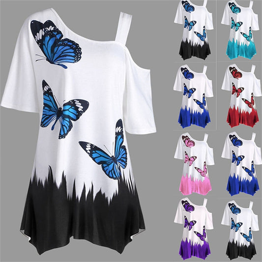 Butterfly Printed Irregular Tee