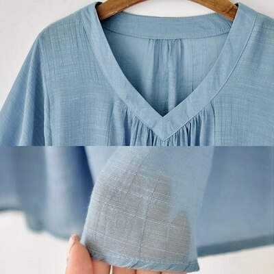 Short Sleeves Pleat Blouses