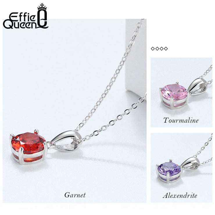 Effie Queen 100% Sterling Silver Birthstone Necklaces