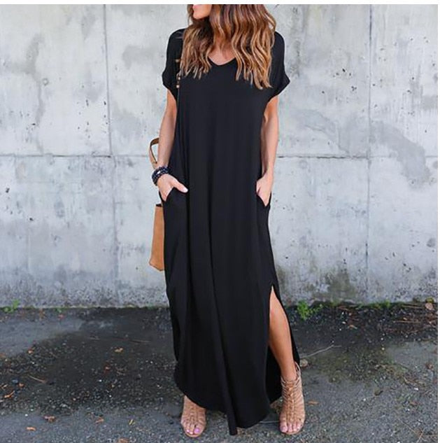 Short Sleeve Long Maxi Dresses