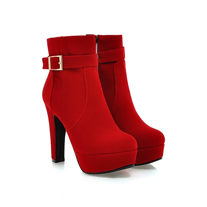 Zip Up Ankle Platform Boots