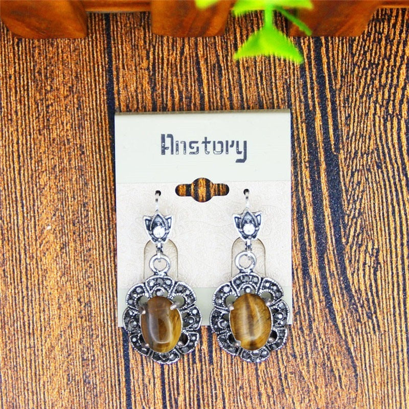 Tiger Eye Necklace Earrings Set