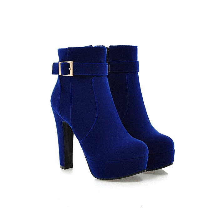 Zip Up Ankle Platform Boots