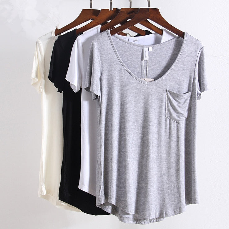 V Neck European Style T-Shirts