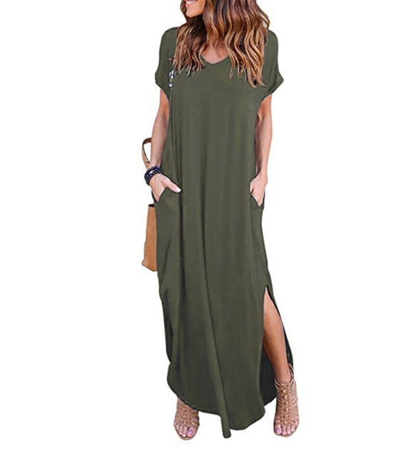 Short Sleeve Long Maxi Dresses