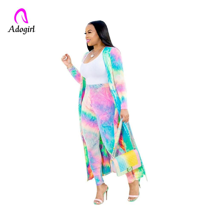 Tie Dye 2 Piece Set Tracksuit Long Sleeve Cardigan