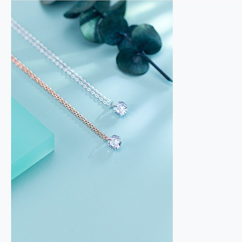 100% Sterling Silver and Gold Crystal Pendant Necklaces