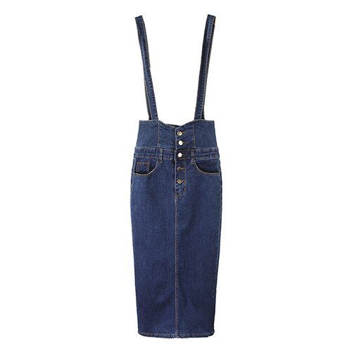 High Waist Suspenders Stream girl Long Pencil Denim Skirts