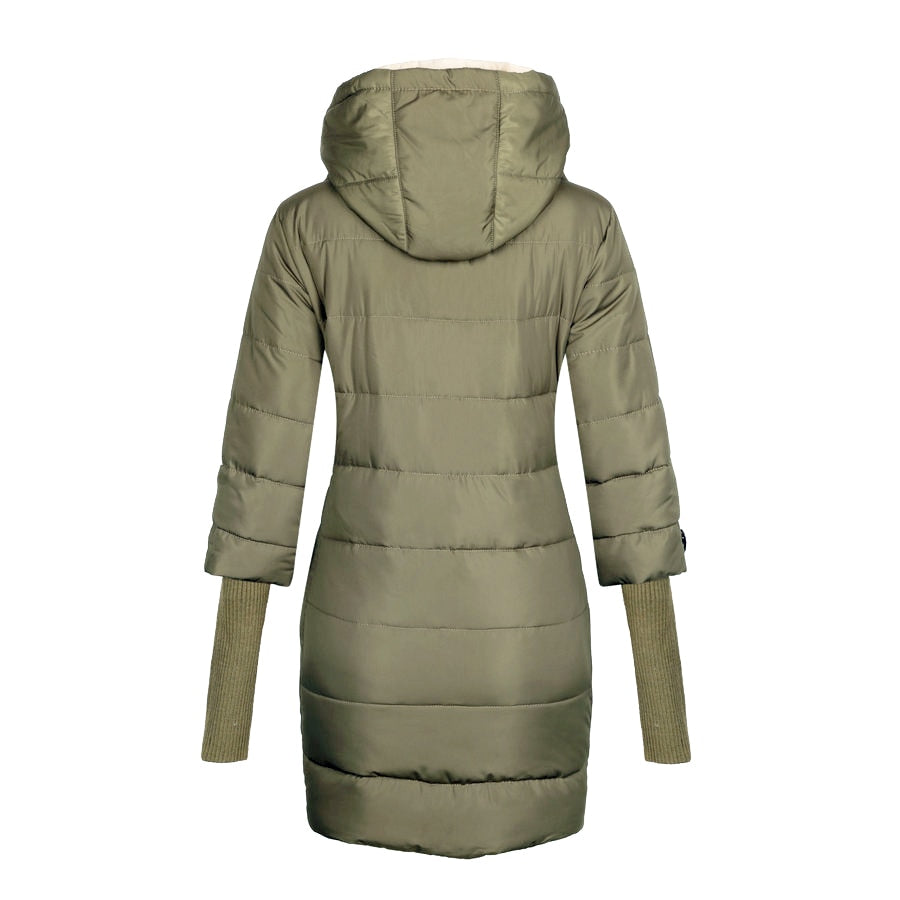 High Collar Hooded Long Coat