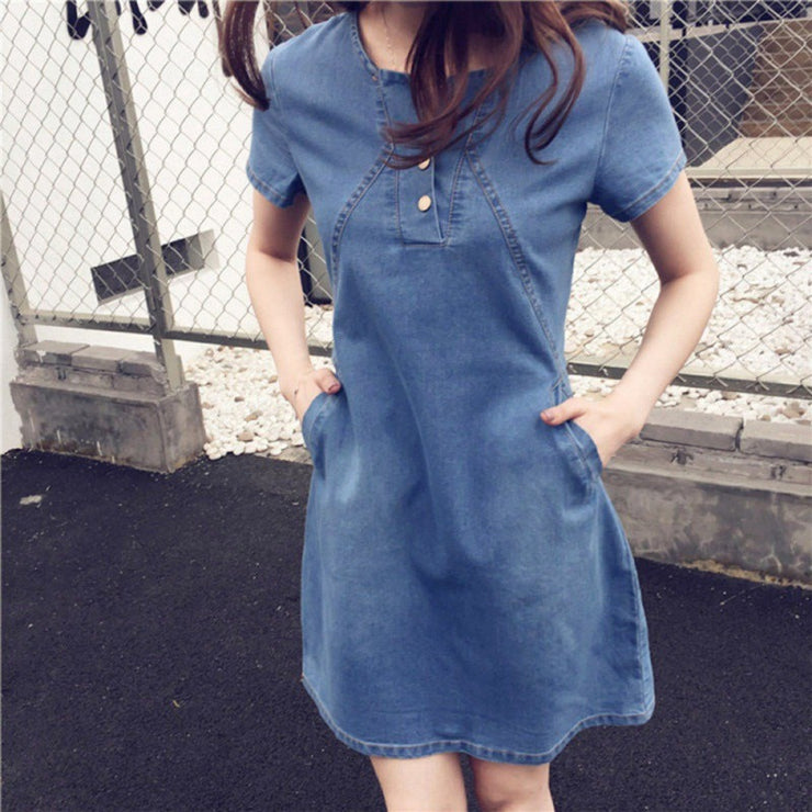 Knee Length Denim Jean Dress