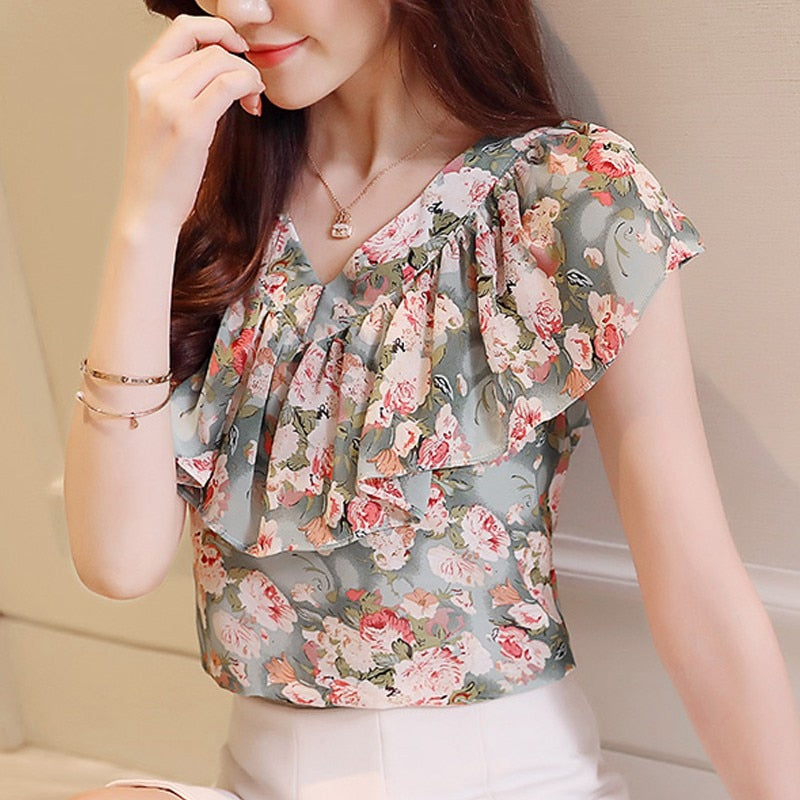 Floral Short Sleeve Blouse