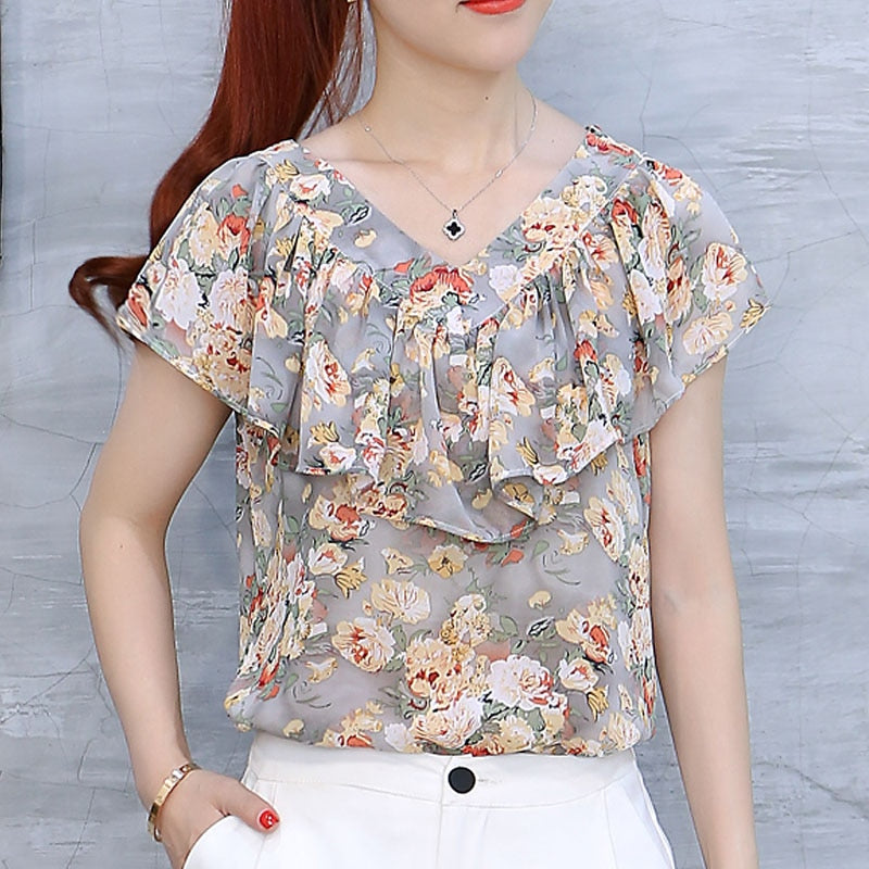 Floral Short Sleeve Blouse