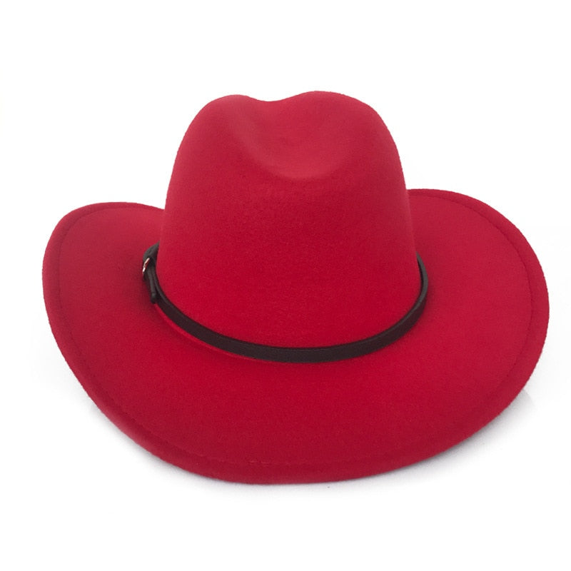 Unisex Large Wave Brim Cowboy Fedoras