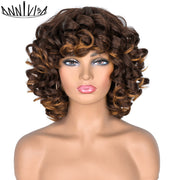 Short Curly Afro Wig with Bangs High Temperature Fiber